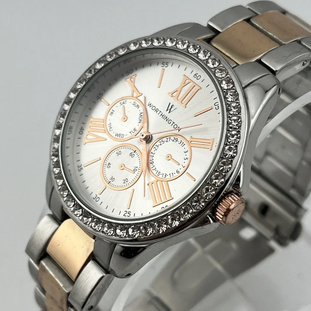 Worthington Watch Women 38mm Case Crystal Bezel Two Tone 7.25